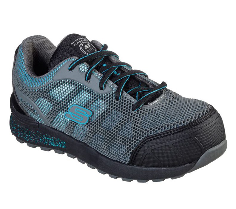 Skechers Dam Grå/Ljus Turkos Snörskor - Work: Bulklin - Lyndale Comp Toe - Sverige (BLJIY-9183)